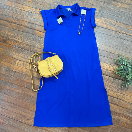 Collared Knit Midi Dress