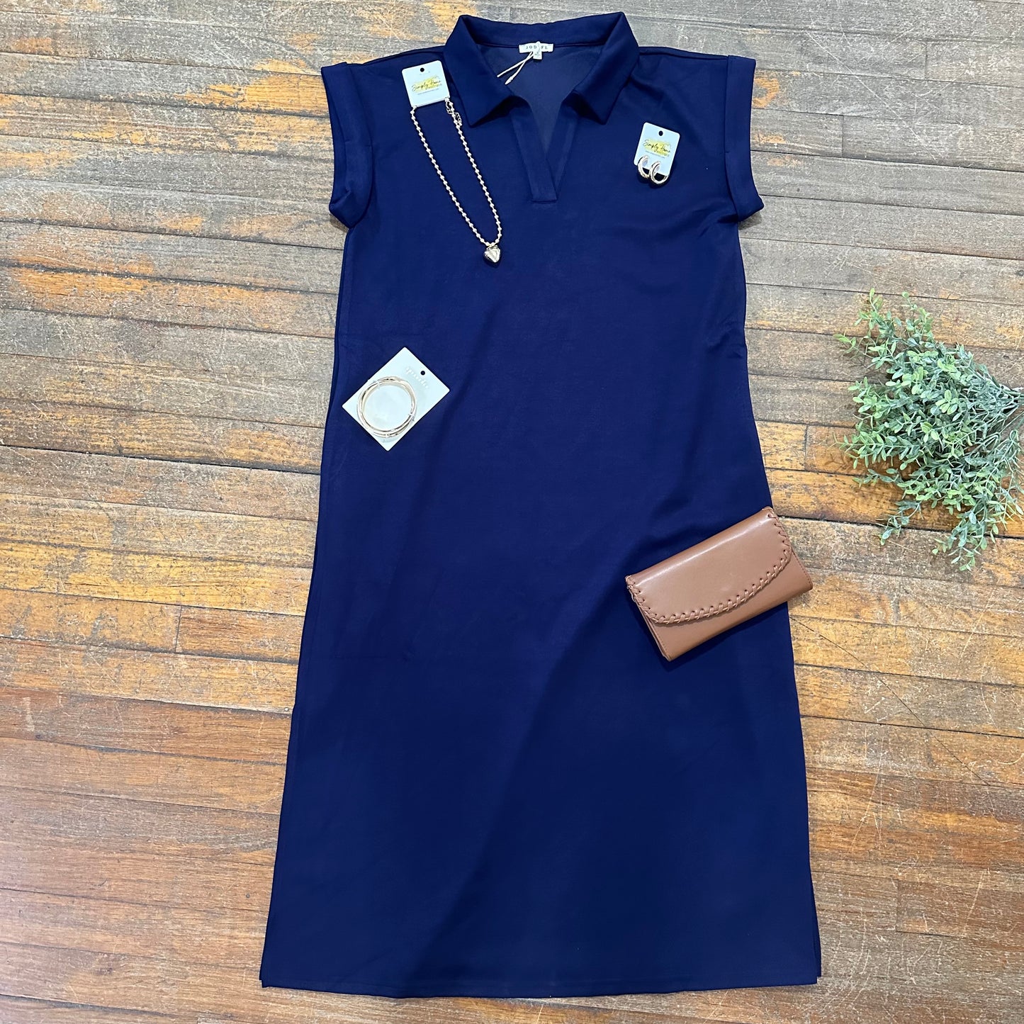 Collared Knit Midi Dress
