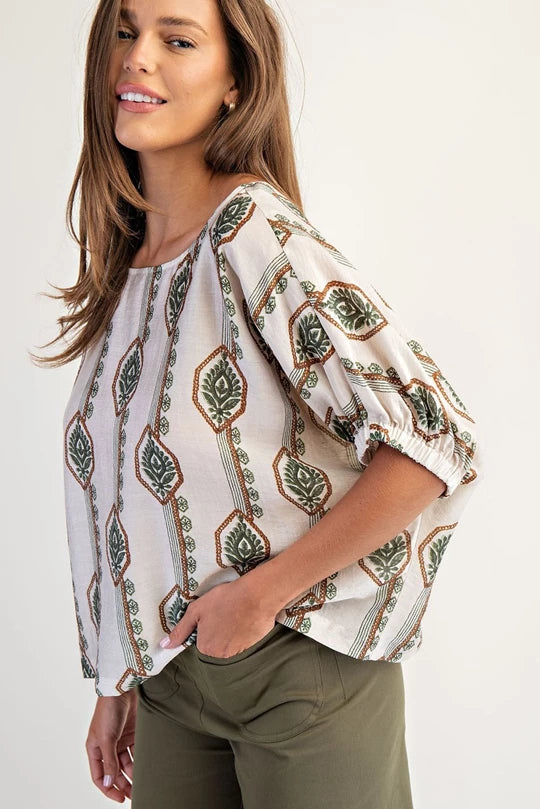 Geometric Floral Blouse