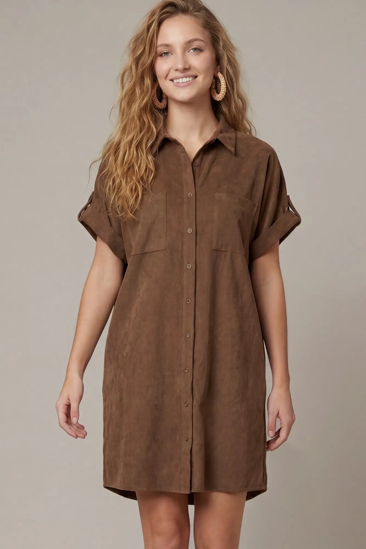 Suede Shirt Dress