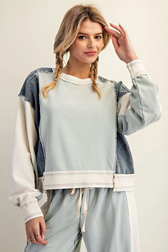 Color Block Long Sleeve Pullover