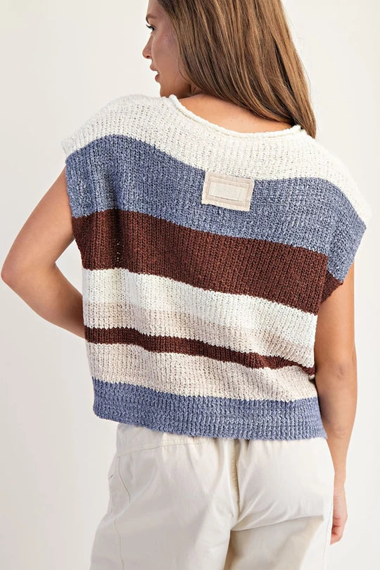 Striped Cap Sleeve Sweater