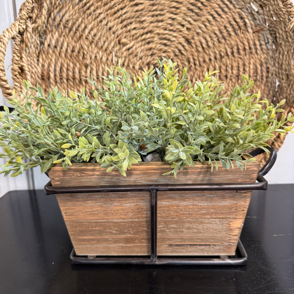 Double Wood & Metal Planter
