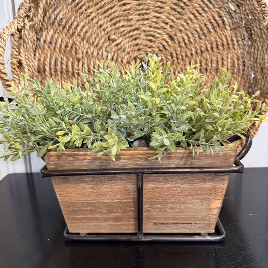 Double Wood & Metal Planter