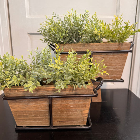 Double Wood & Metal Planter