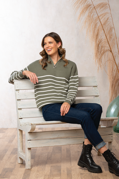 Striped Zip Sweater