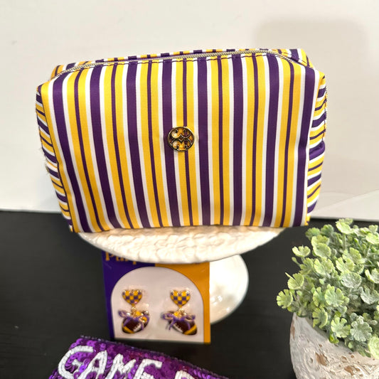 Purple & Gold Stripe Pouch