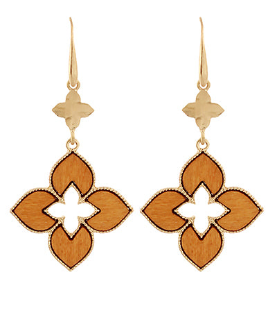 Clover and Petals Wood Earrings