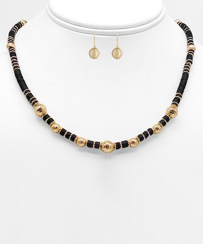 Disk and Ball Beaded Necklace