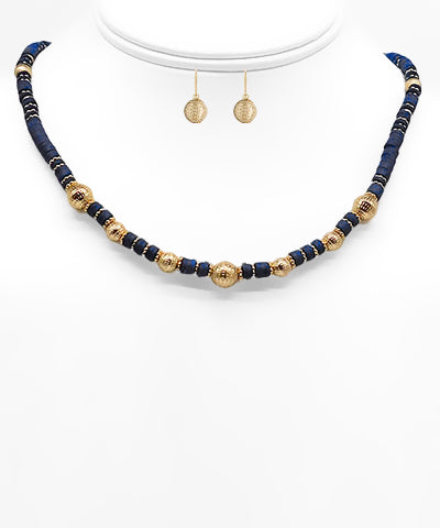 Disk and Ball Beaded Necklace