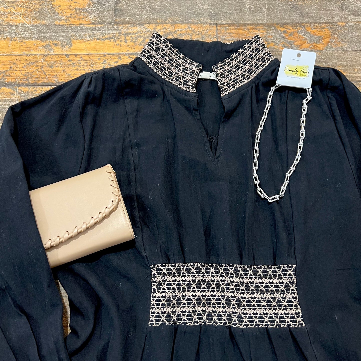 Embroidered Collar and Waist Dress