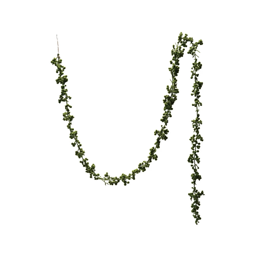 Flocked Green Ball Garland
