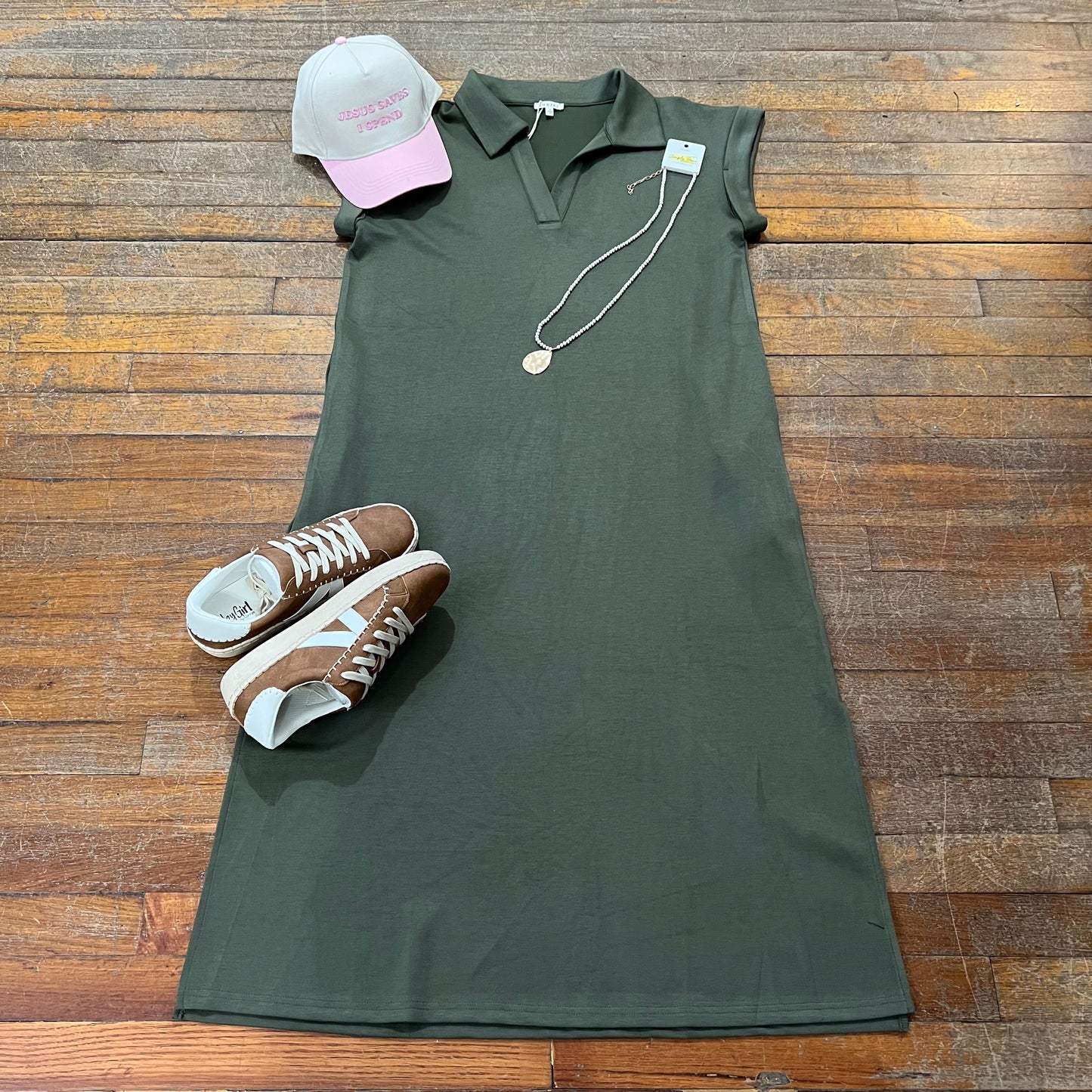 Collared Knit Midi Dress