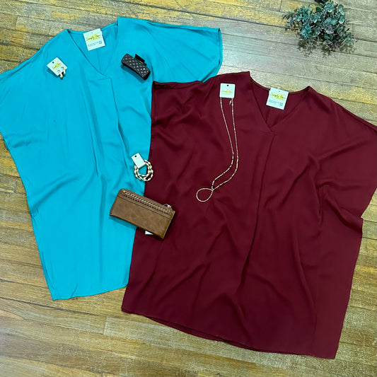 Solid Batwing Tunic Dress