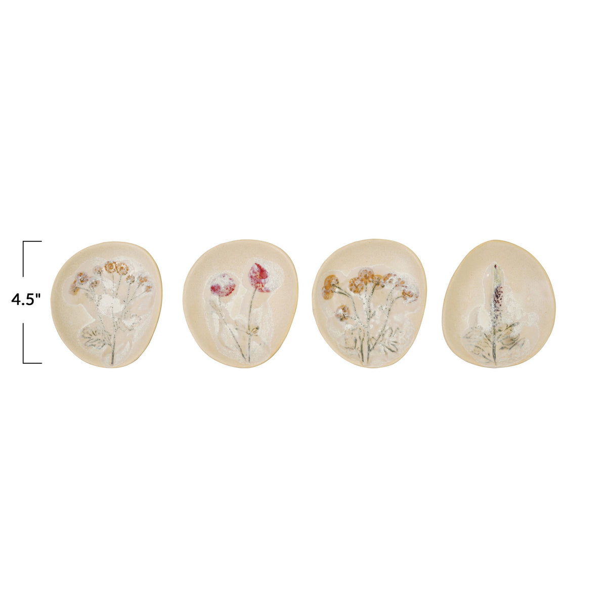 Multicolor Floral Stoneware Plate, Organic Shape