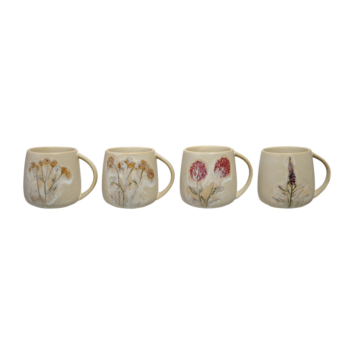 Cream Floral Mug with Multicolor Design