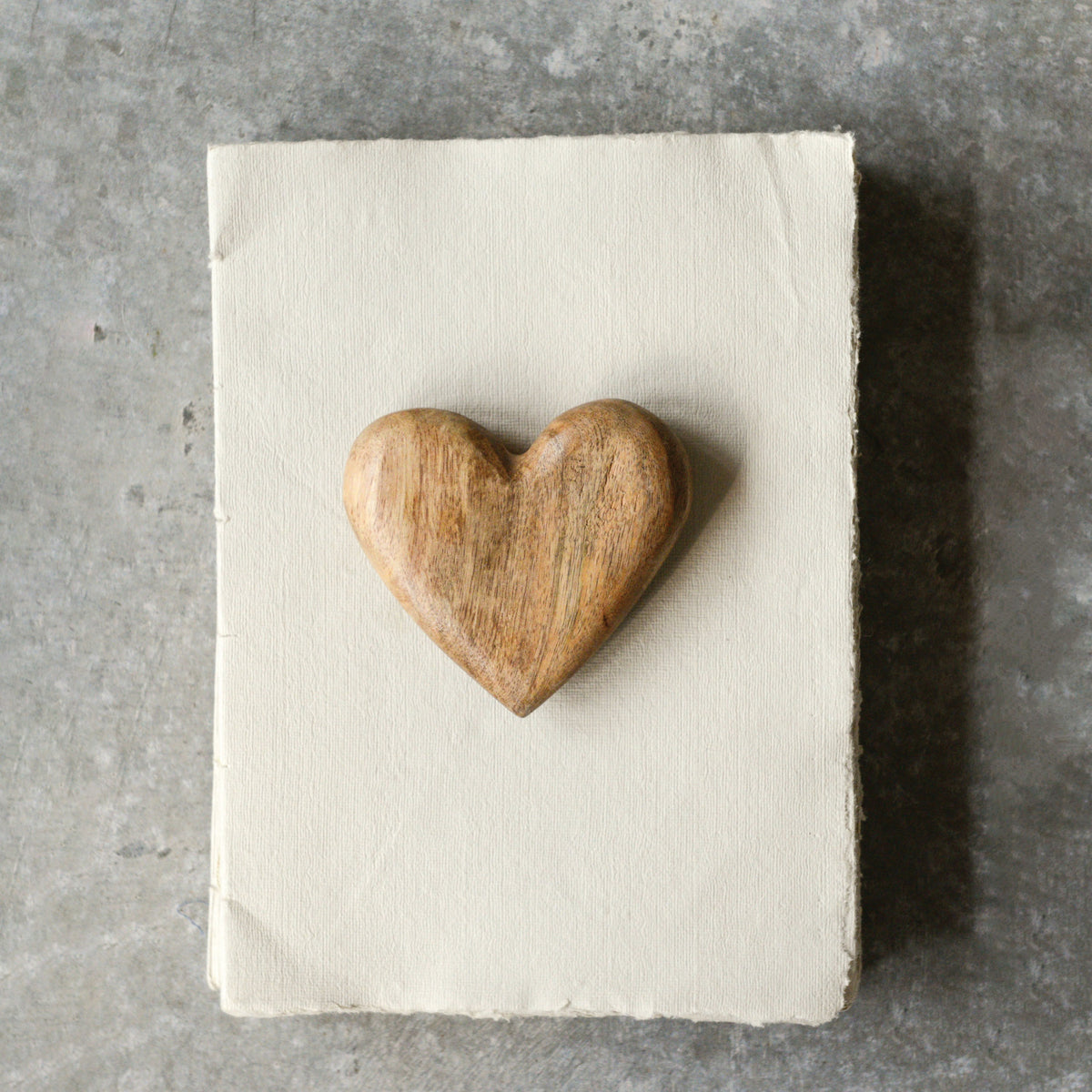 Hand-Carved Natural Mango Wood Heart