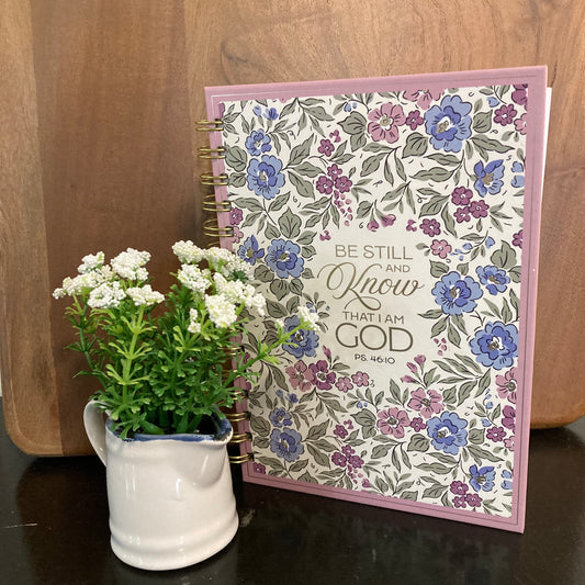 Be Still and Know Purple Floral Spiral Journal - Psalm 46:10