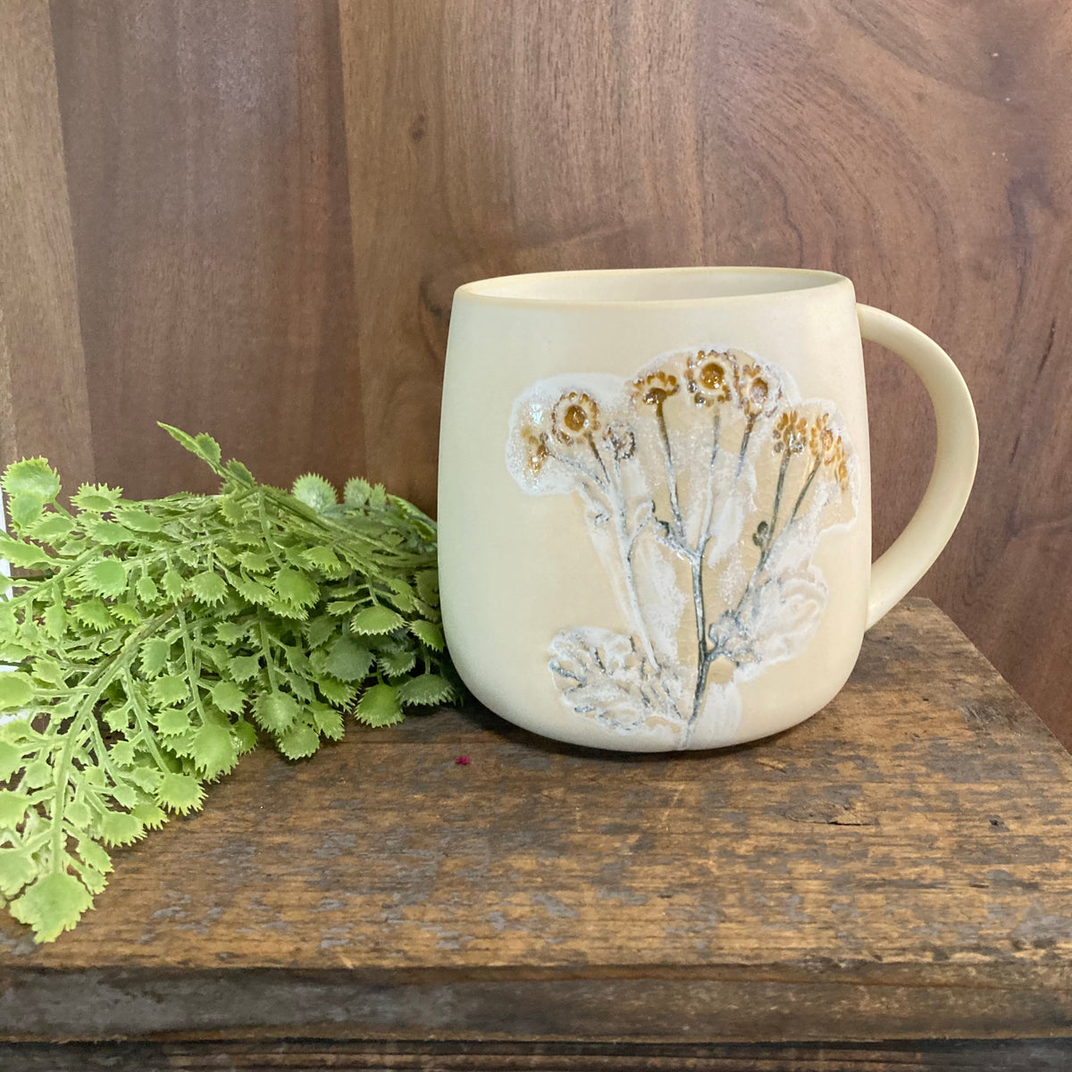 Cream Floral Mug with Multicolor Design