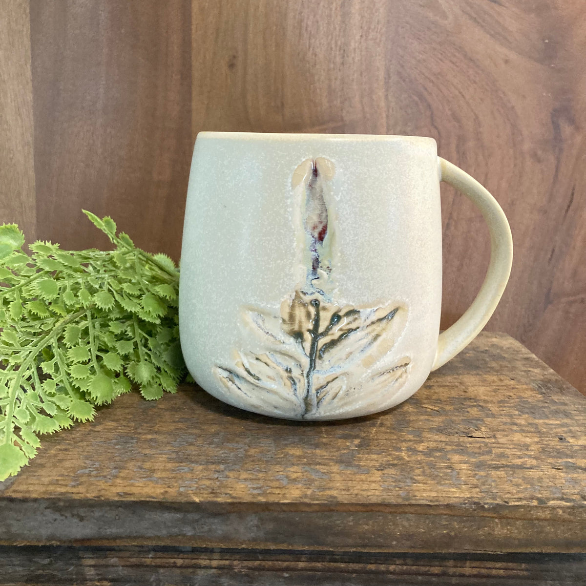 Cream Floral Mug with Multicolor Design