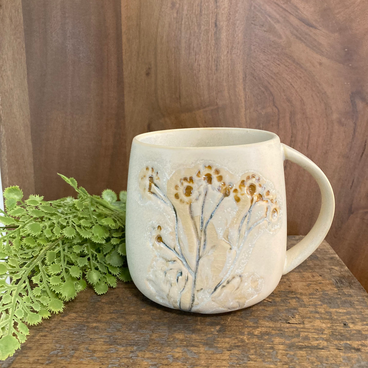 Cream Floral Mug with Multicolor Design