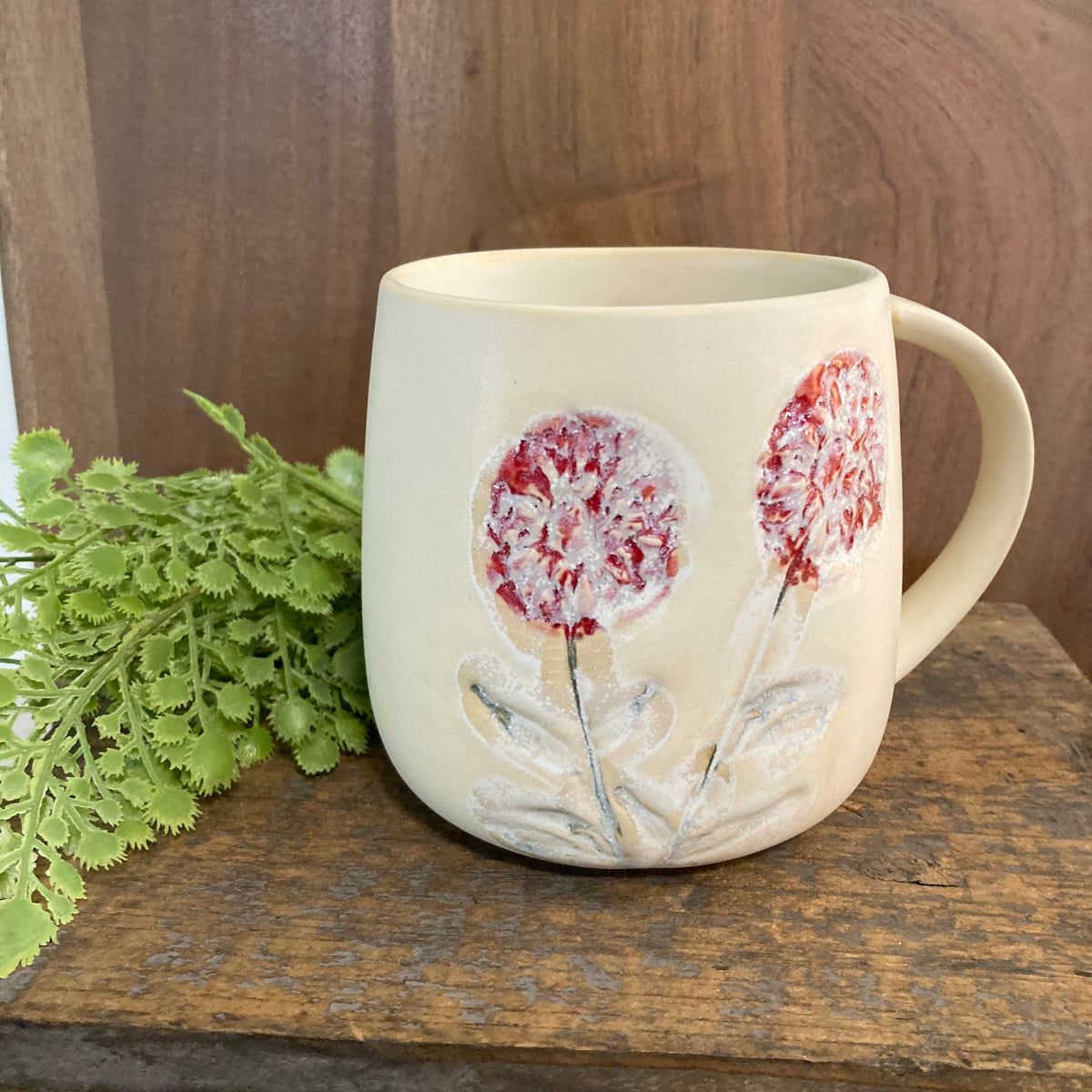 Cream Floral Mug with Multicolor Design