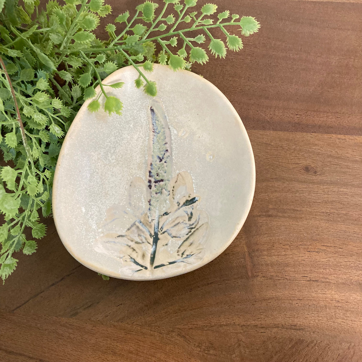Multicolor Floral Stoneware Plate, Organic Shape