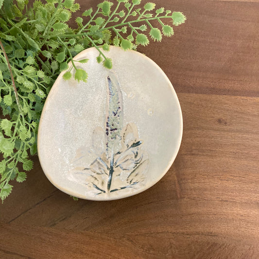 Multicolor Floral Stoneware Plate, Organic Shape