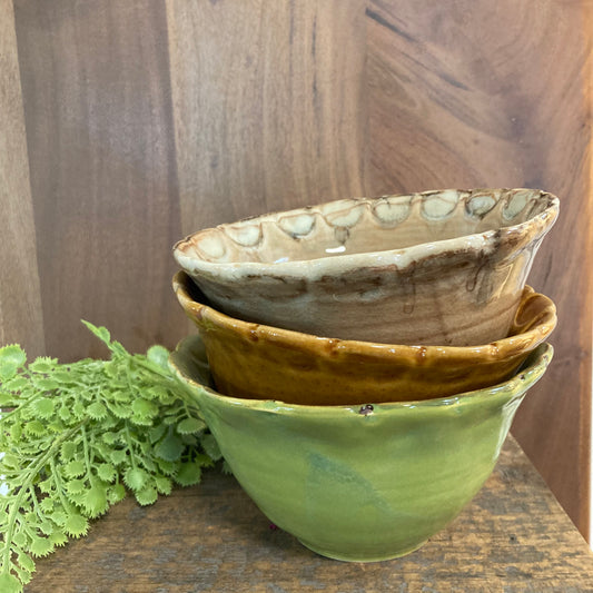 Botanical Scalloped Stoneware Bowl