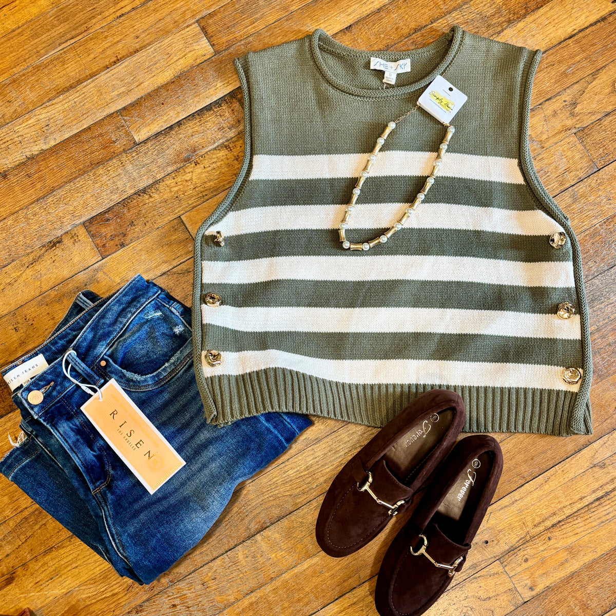 Sleeveless Stripe Sweater Top