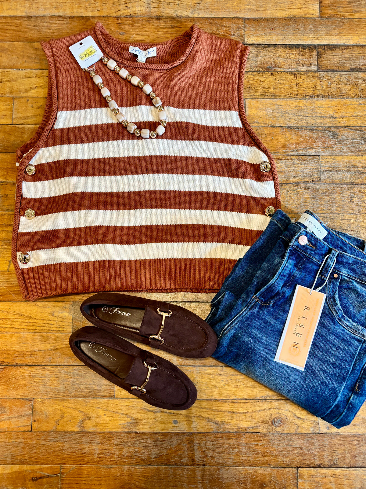 Sleeveless Stripe Sweater Top