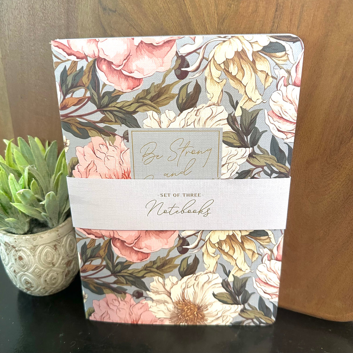 Strong and Courageous Delicate Pink Dahlia Notebook Set