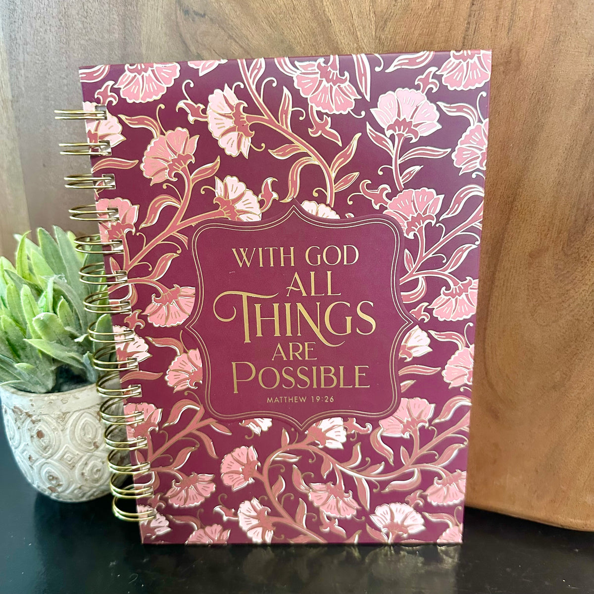 Things Are Possible Burgundy Blush Spiral Journal