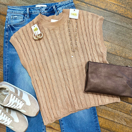 Crew Neck Cable Vest