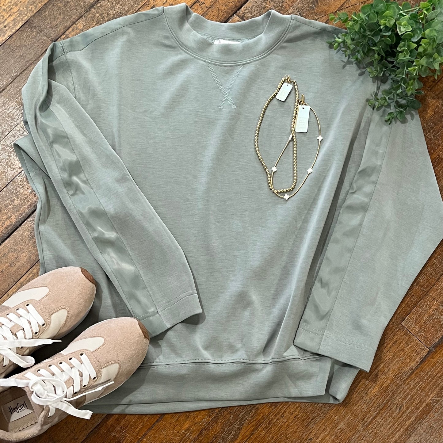 Satin Trim Sweatshirt