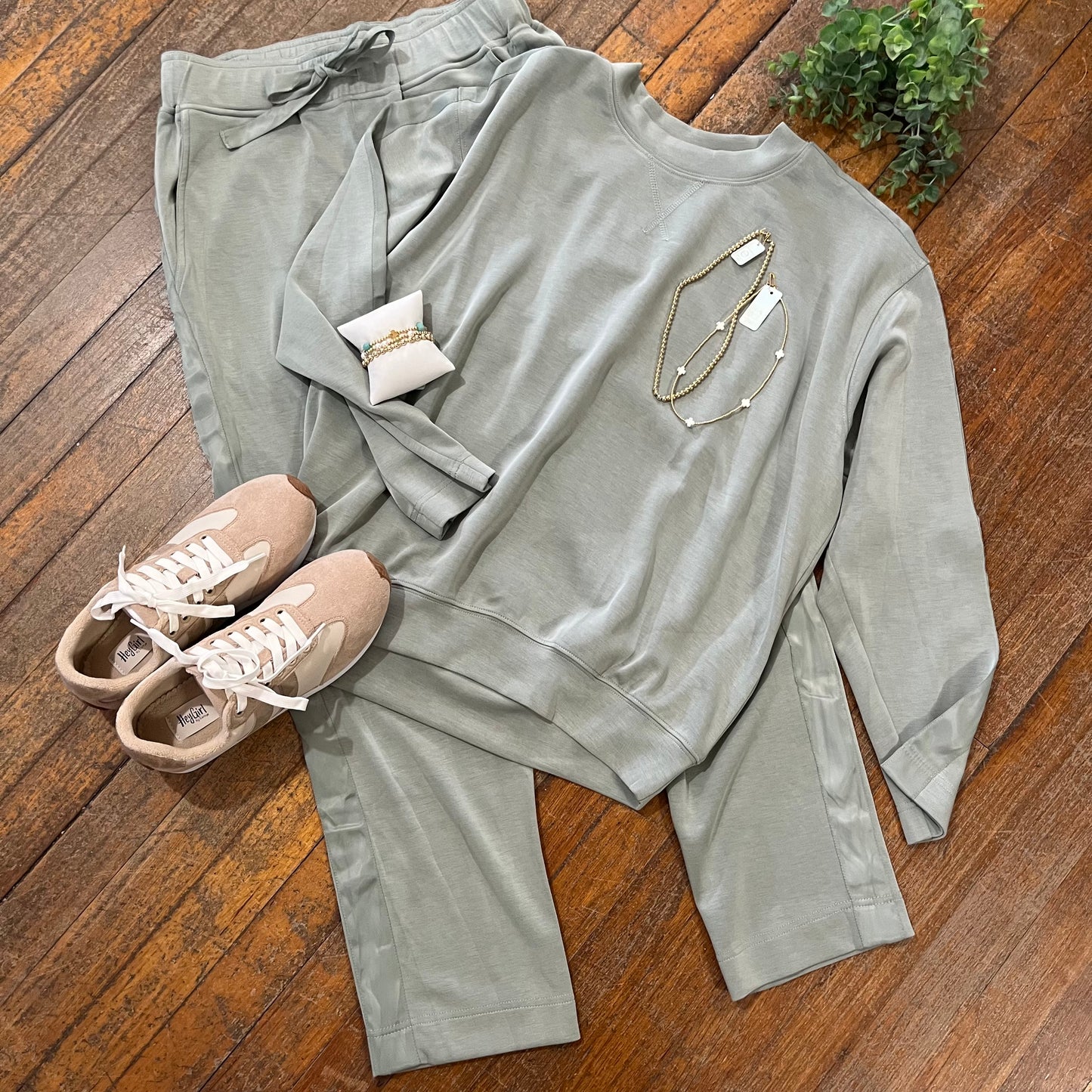 Satin Trim Sweatshirt