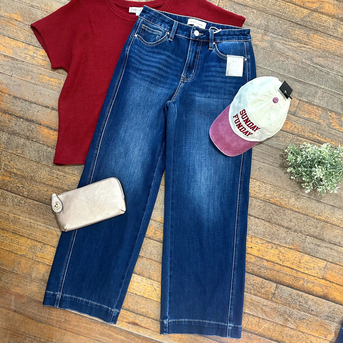 Risen Mid-Rise Ankle Wide-Leg Jeans - Dark Denim