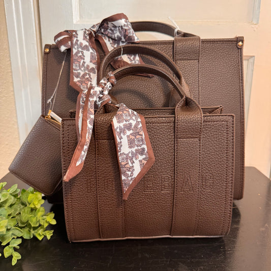 3-in-1 Textured Tote, Mini Bag & Wallet Set