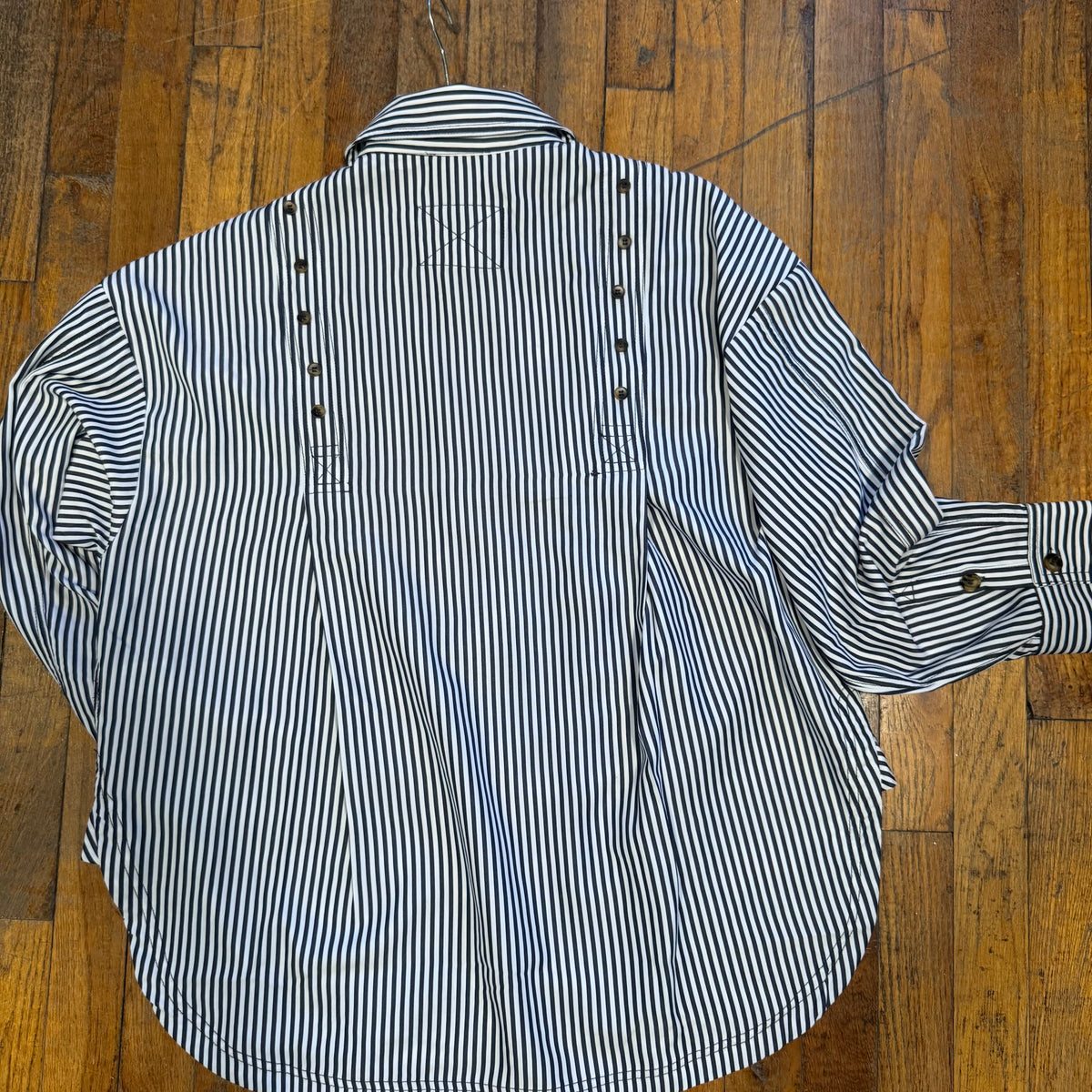 Navy Striped Long-Sleeve Button-Down Shirt