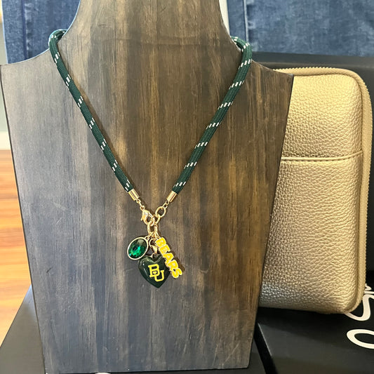 Texas Longhorns & Baylor Bears Logo Heart Paracord Necklace