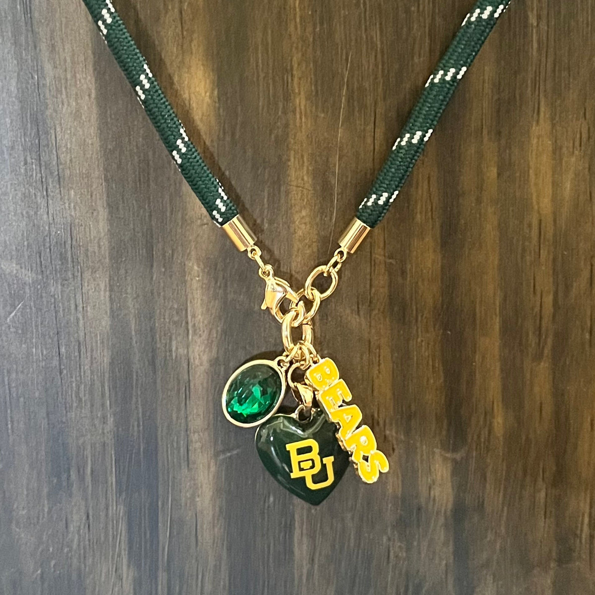 Texas Longhorns & Baylor Bears Logo Heart Paracord Necklace