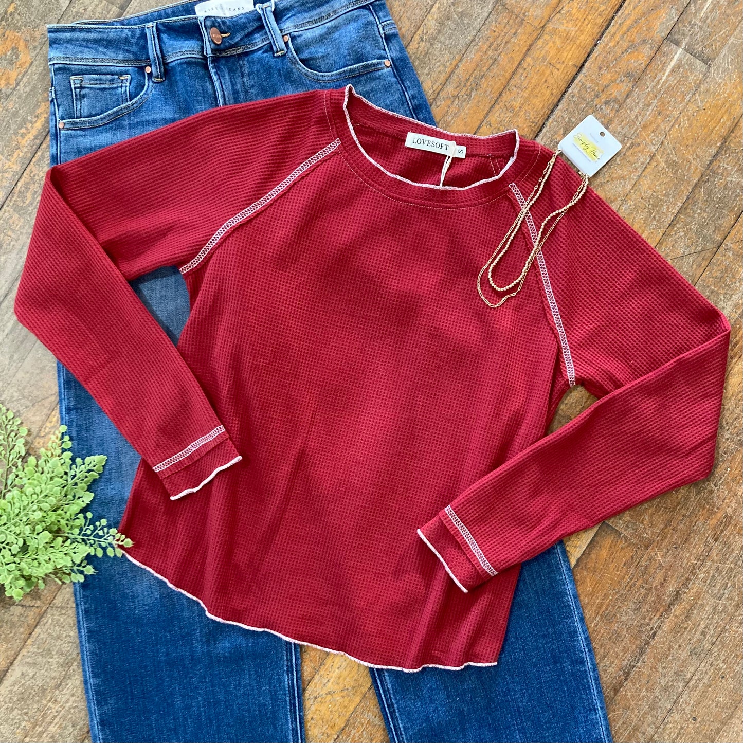 Textured Round Burgundy Top