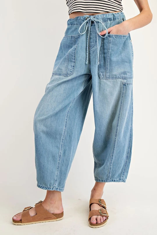 Denim Barrel Capri