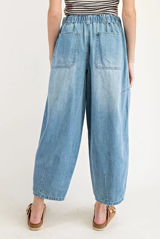 Denim Barrel Capri