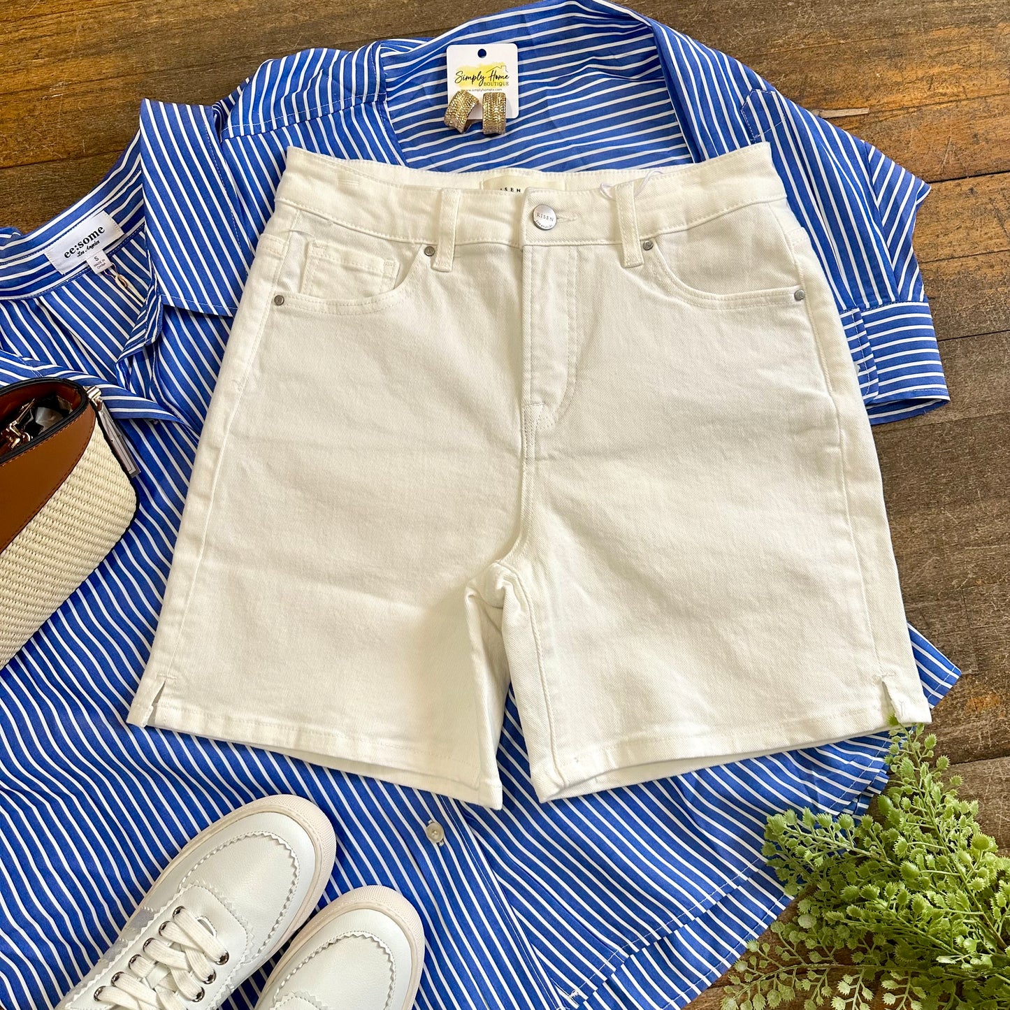 Risen High Rise White Shorts