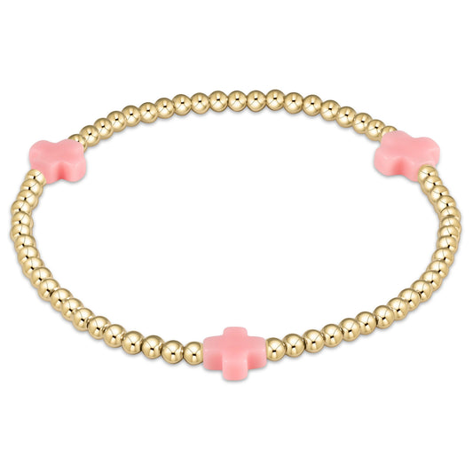 enewton Signature Cross 3mm Gold Bracelet - Pink