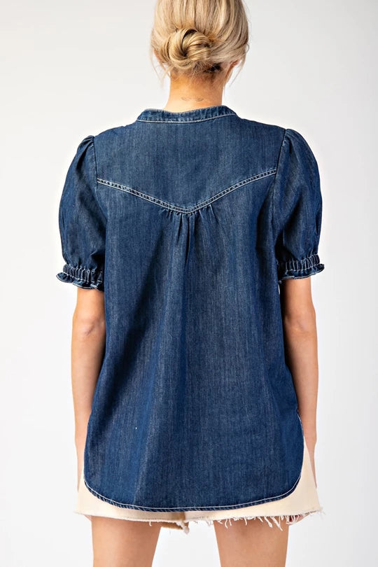 Mineral Washed Denim Top