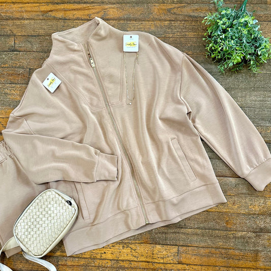 Scuba Zip Up Jacket in Natural