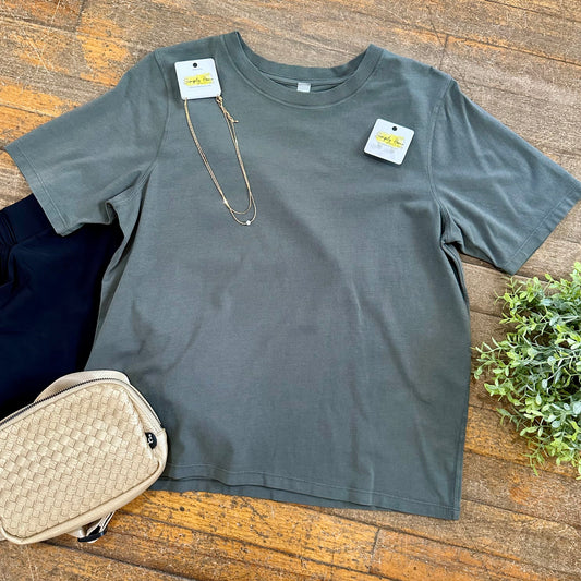 Box Fit Tee in Black, Gray & White
