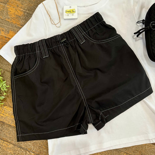 Black Cargo Active Shorts